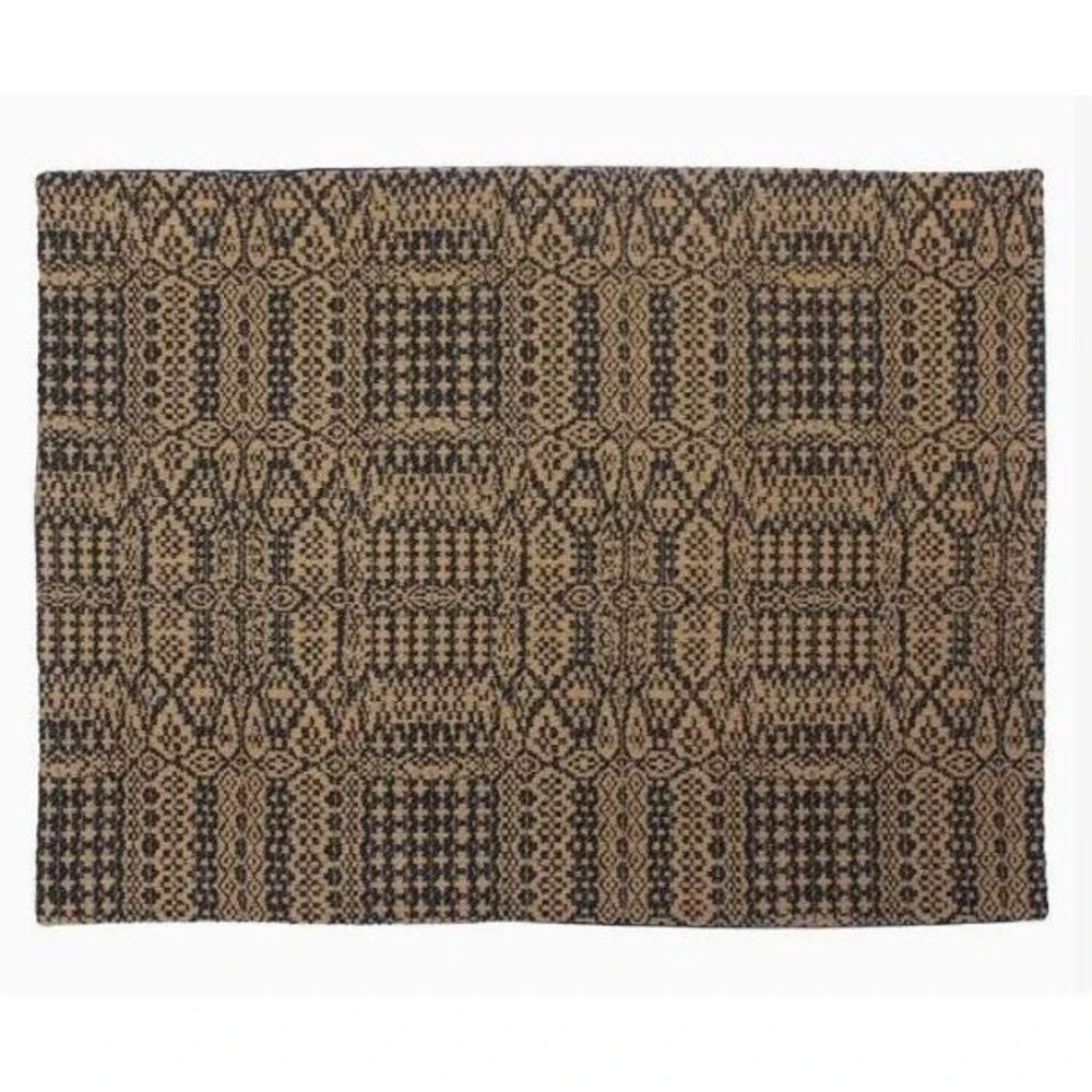 Primitive Colonial Birmingham Coverlet Black‎ & Nutmeg Placemat 14x18